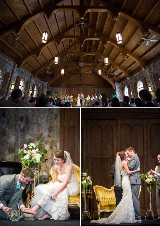 Bride and groom wedding ceremony inside a church