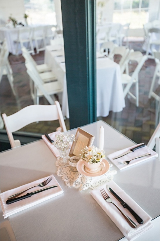 Rustic wedding table setting with flowers