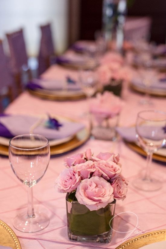 pink roses at wedding