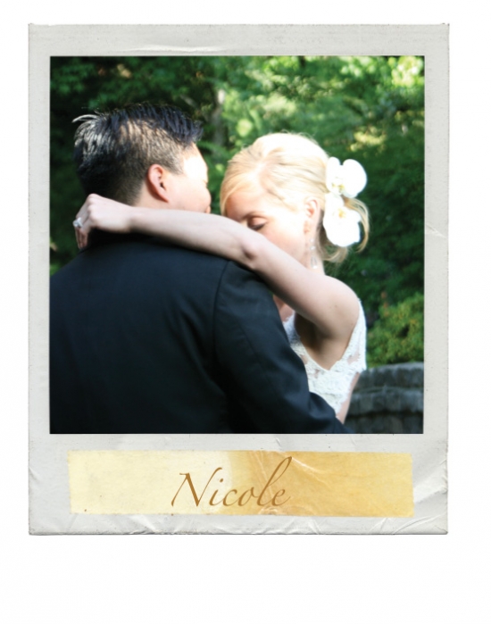 Bride Nicole in an embrace on her wedding day