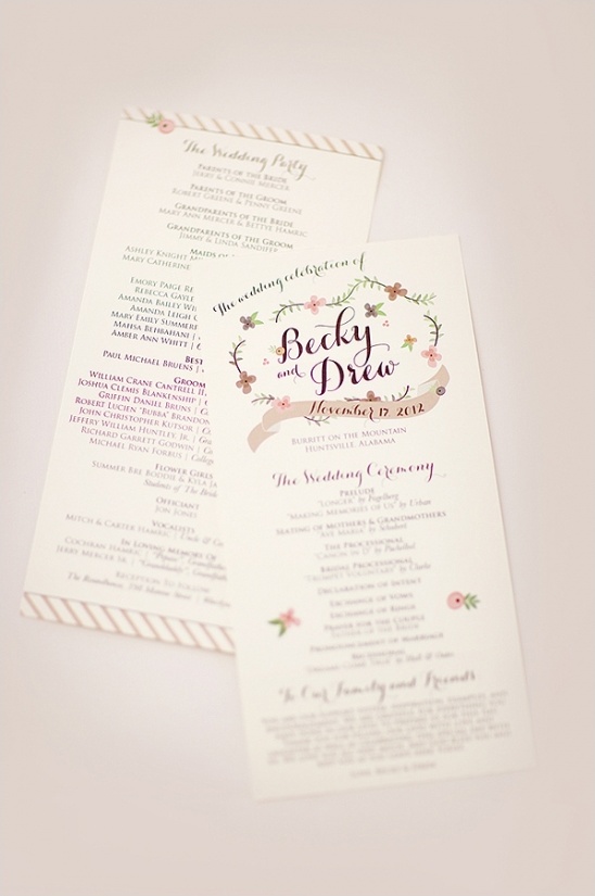 wedding program by the dotted line