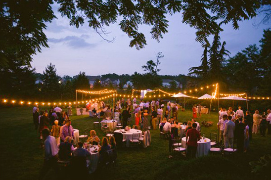 evening backyard wedding reception