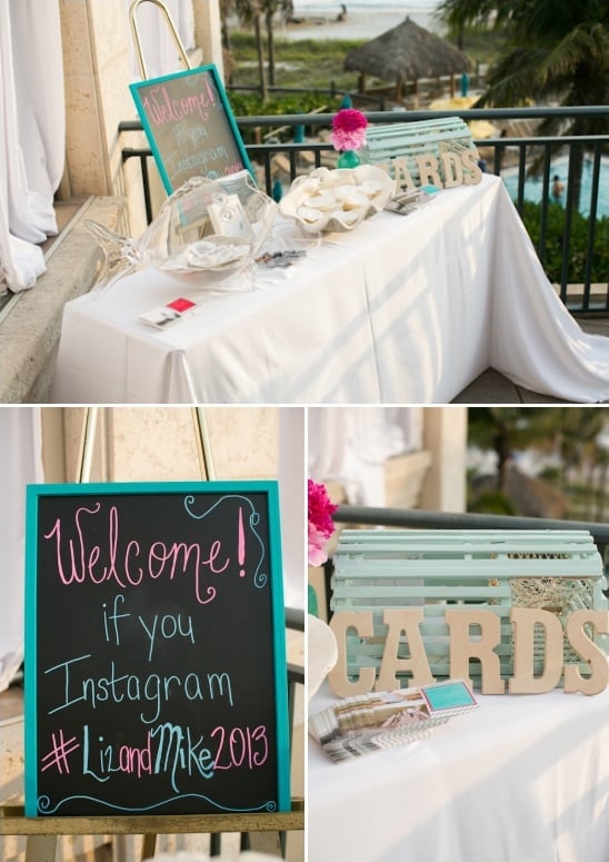 beach wedding welcome table ideas