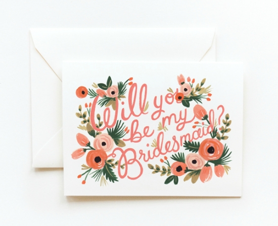 Floral will you be my bridesmaid card
