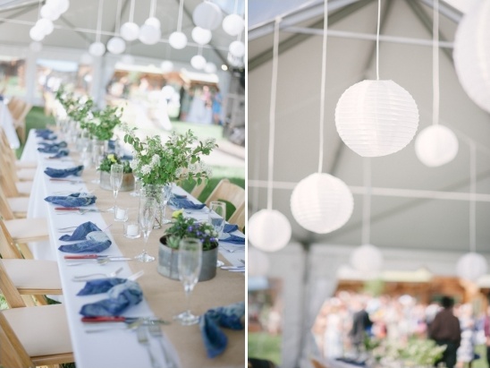 white lanterns at wedding reception