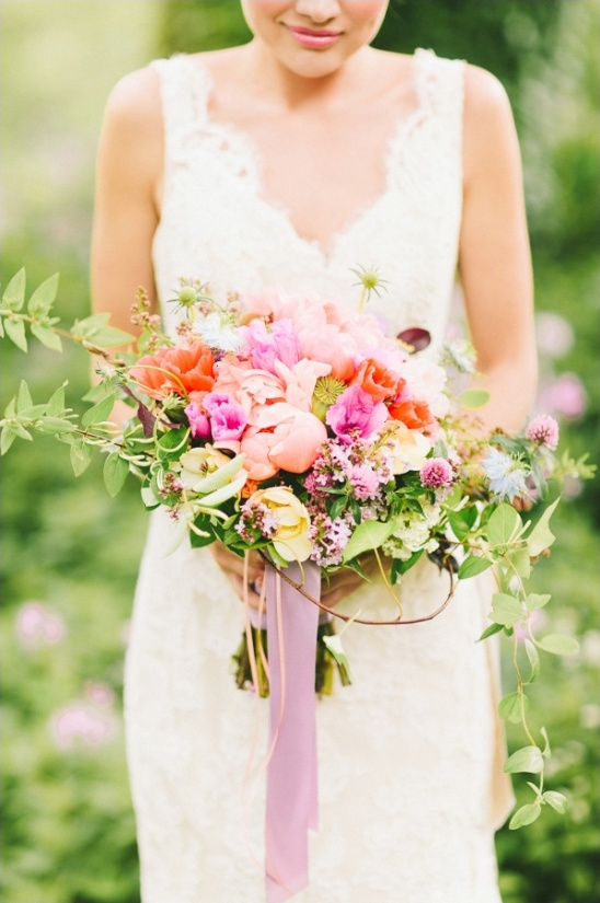 pink poppy and peony wedding bouquet by mobtown florals