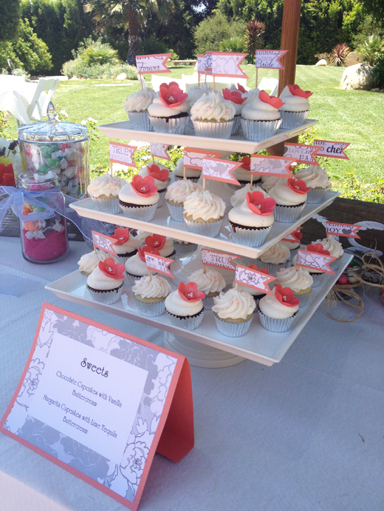 Coral Floral Bridal Shower Cupcakes