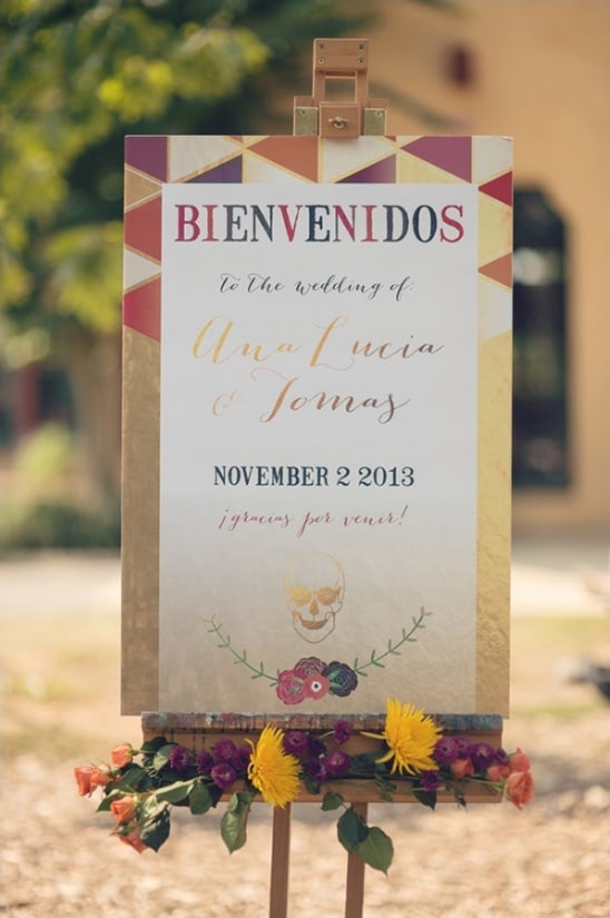 colorful wedding sign for Mexican wedding