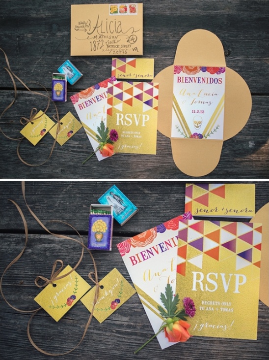 Mexican wedding invites for colorful wedding