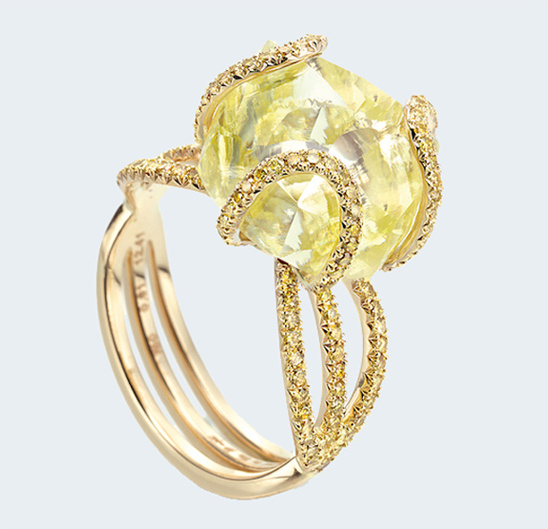 rough yellow diamond engagement ring