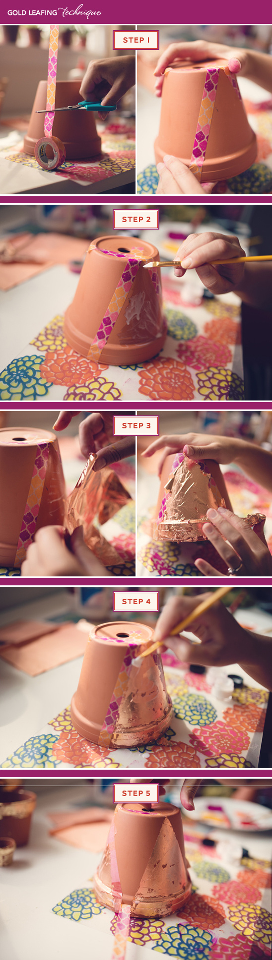 how to gold leaf a terra cotta pot