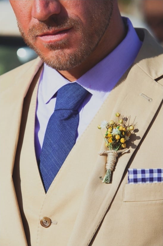 beige and blue groom looks