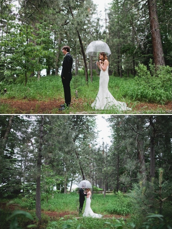 first wedding look in the rain