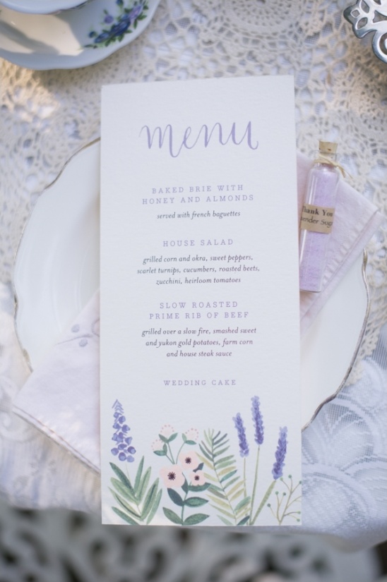 lavender wedding menu ideas