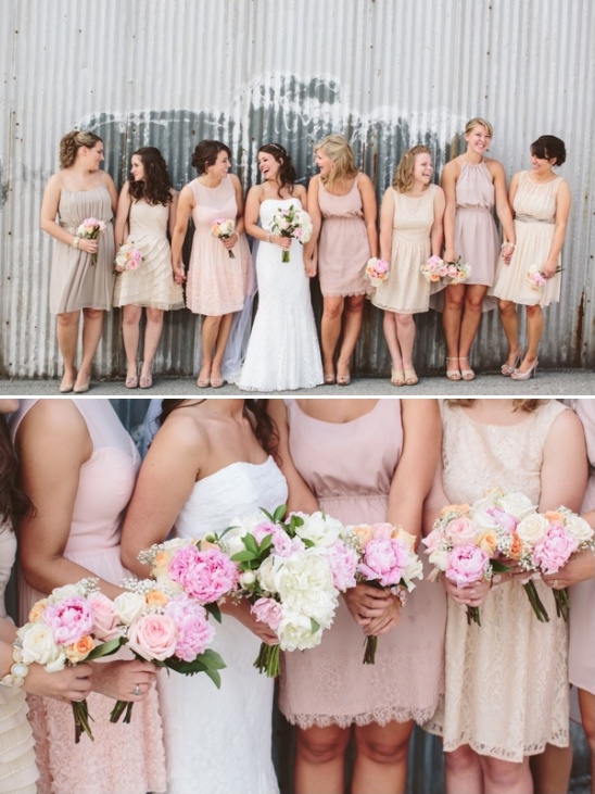 light pink mismatched bridesmaid dresses