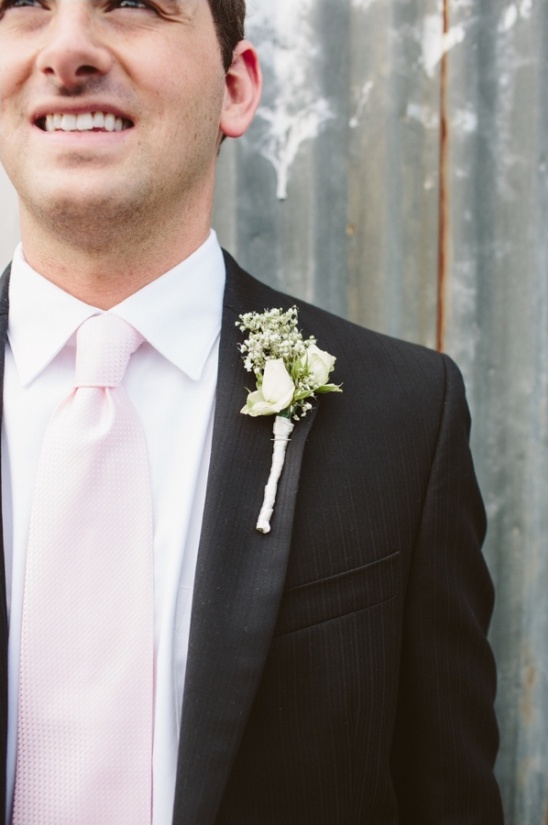 rose and babys breath boutonniere