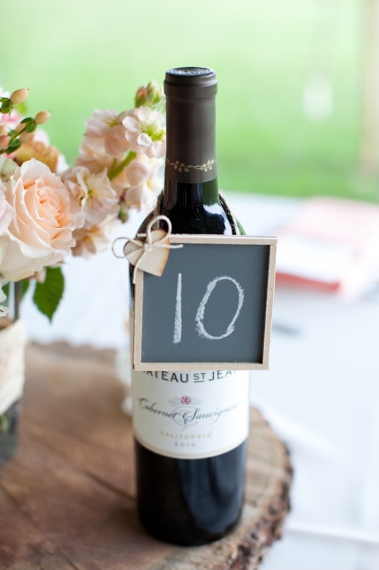 chalkboard table number on wine
