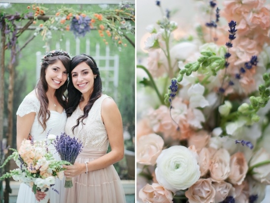peach and purple wedding bouquet