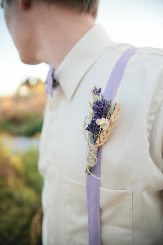 lavender and wheat boutonniere