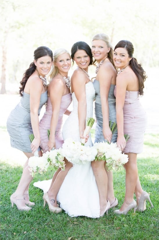 grey and pink bridesmaid dresses