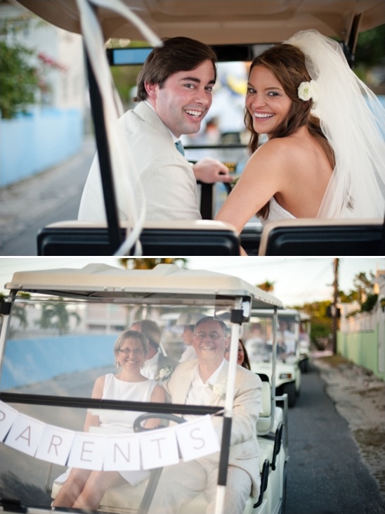 golf cart wedding caravan