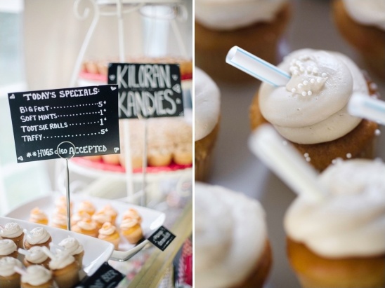 Bakery display with cupcakes, signs, and Today's Specials menu