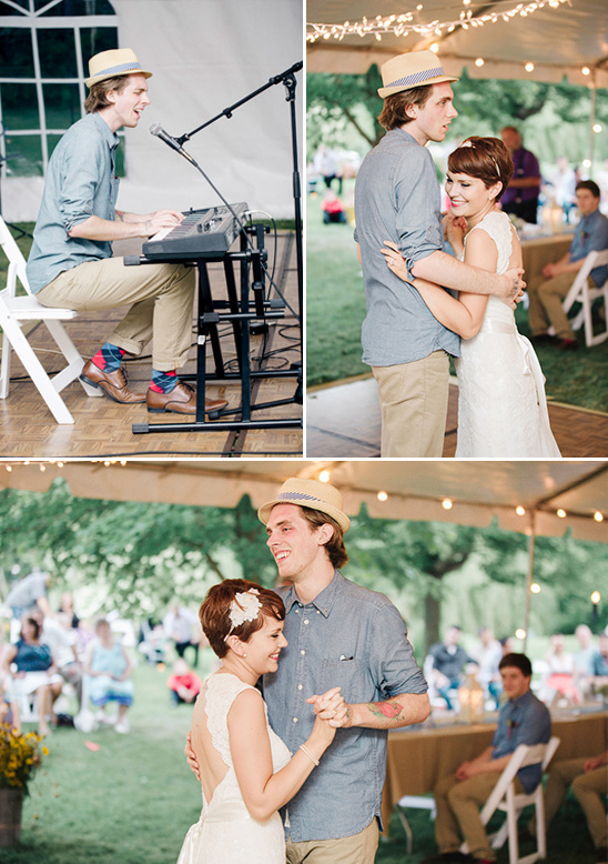 Wedding band playing keyboard, couple's first dance