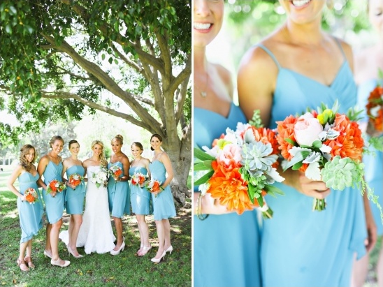 bright bridesmaid bouquets