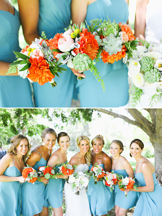 summery bridesmaid bouquets by The Vine's Leaf