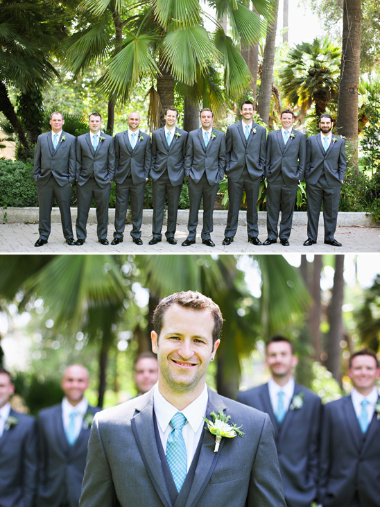 gray suit with blue tie groomsmen looks