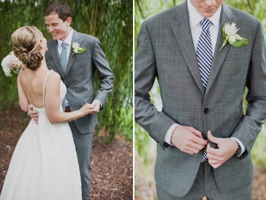 grey and navy groom