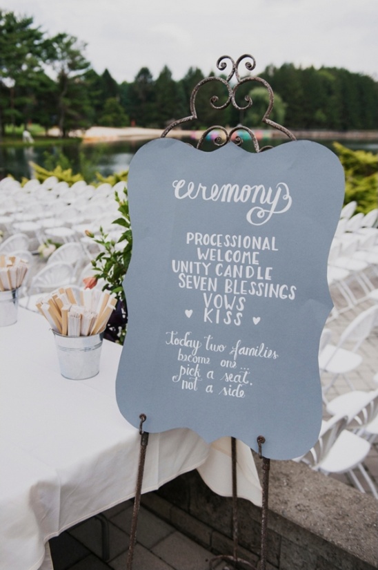Wedding ceremony sign with instructions