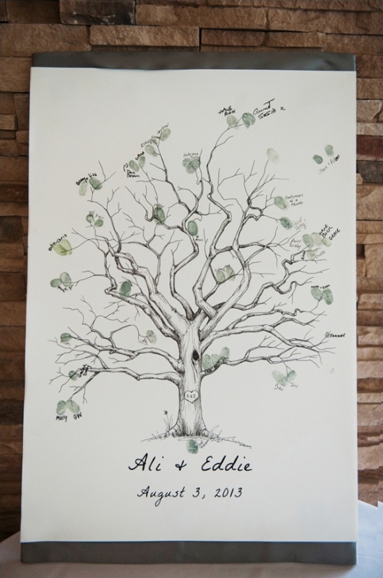 Wedding guest book fingerprint tree for Ali and Eddie