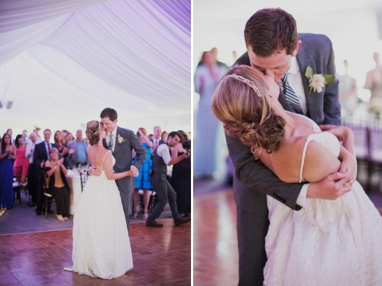 Newlyweds first dance at their outdoor wedding reception