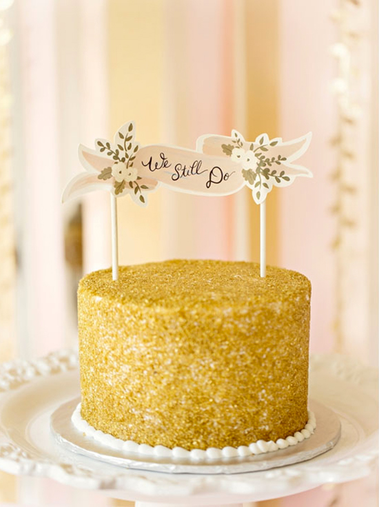 Golden anniversary cake with We Still Do topper