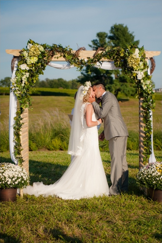 garden trellis as wedding ceremony arch