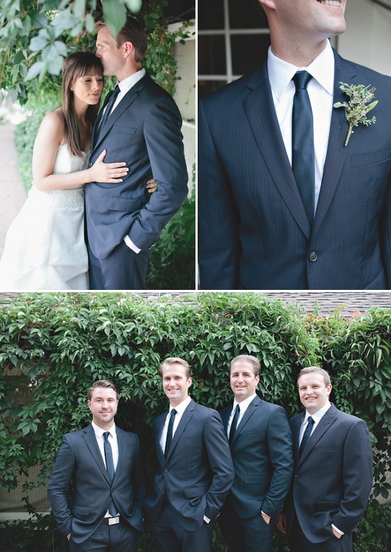 Groom and groomsmen in dark suits