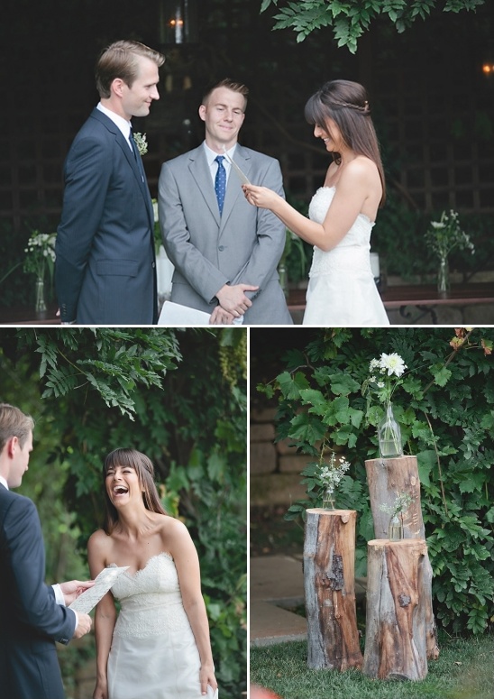Wedding ceremony outdoor joyful couple