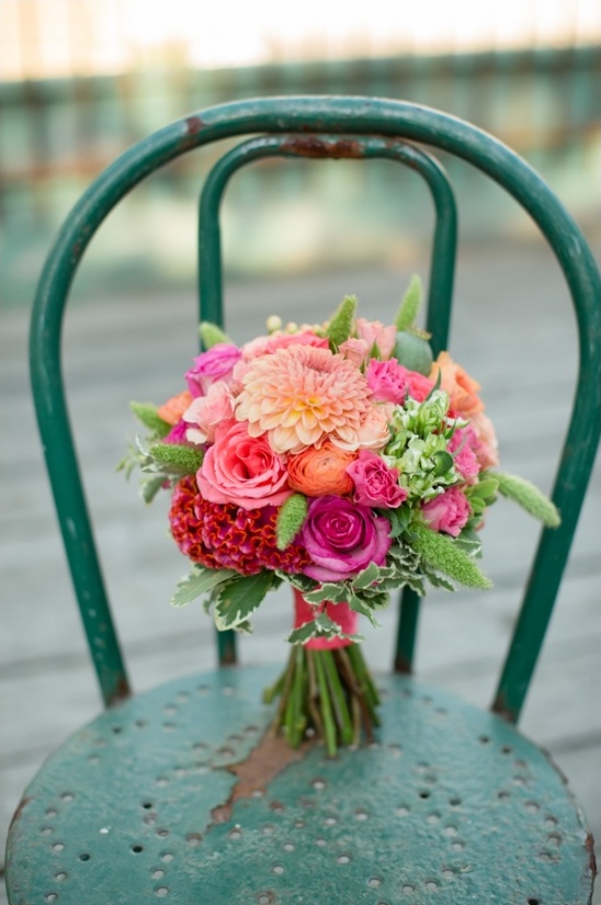 pink and coral bridal bouquet