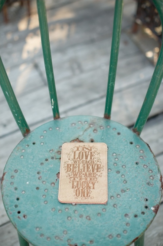 Vintage chair with lucky one love note card