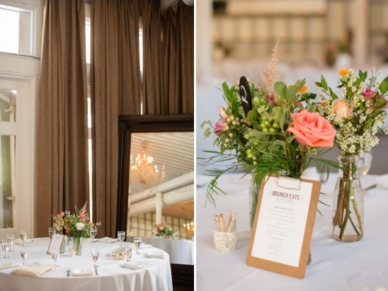 Elegant brunch wedding reception table setting