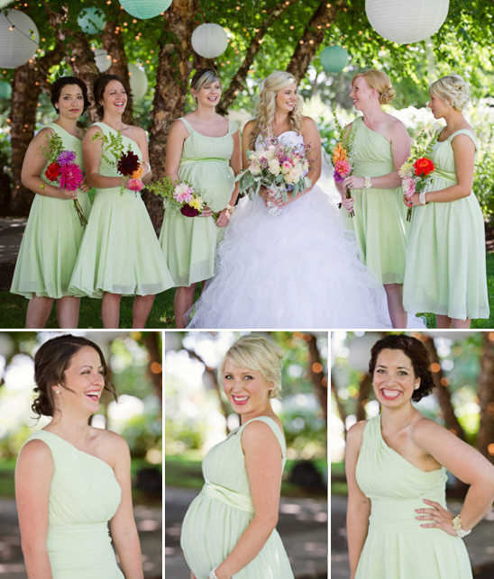 Wedding party in light green dresses