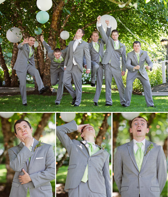 Groomsmen in suits, funny poses