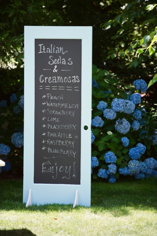 Italian soda and creamosa menu board