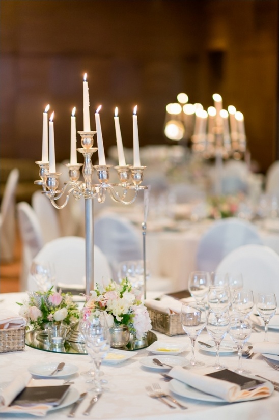 Elegant wedding centerpiece with candles