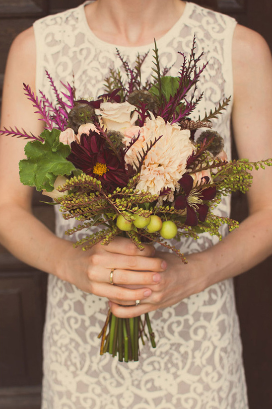 fall purple and green wedding bouquet