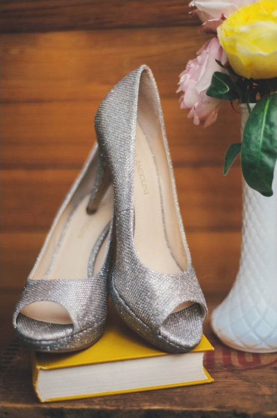 sparkly silver wedding shoes