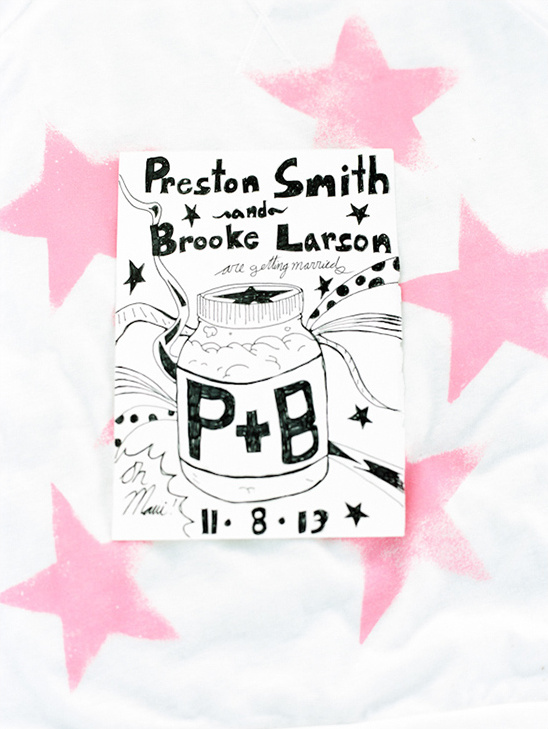 Hand-drawn wedding invitation for Preston Smith and Brooke Larson