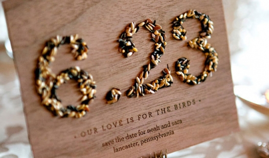 Wedding save the date card with seeds forming date