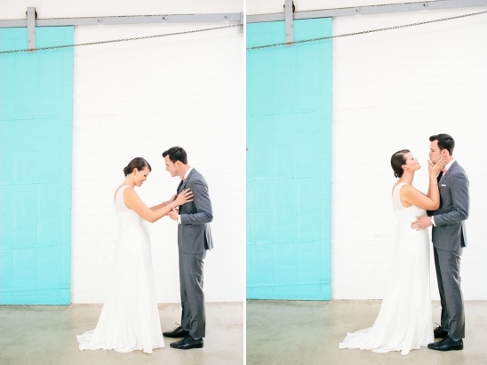 Bride and groom share an intimate moment on their wedding day